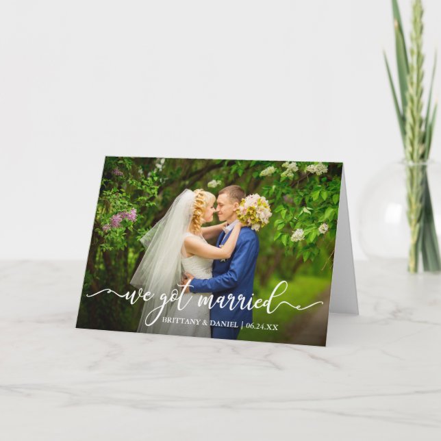Moderne Kalligraphie Wir Got Verheiratete Hochzeit Ankündigung (Vorderseite)