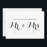 Moderne Kalligraphie wünscht den neuen Mr. & Mrs. Hinweiskarte<br><div class="desc">Fun und skurrile Hochzeitskarte mit schwarzer moderner Kalligraphie. Ähnliche Artikel sind verfügbar. Nun wünscht sich den neuen Herrn. & Mrs.</div>