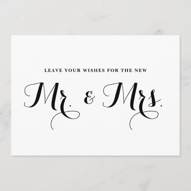 Moderne Kalligraphie wünscht den neuen Mr. & Mrs. Hinweiskarte (Vorderseite)