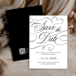 Moderne Kalligraphie zeitlose Black QR Code Hochze Save The Date