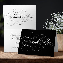 Moderne Kalligraphie zeitlose Schwarz-Weiß-Hochzei Dankeskarte