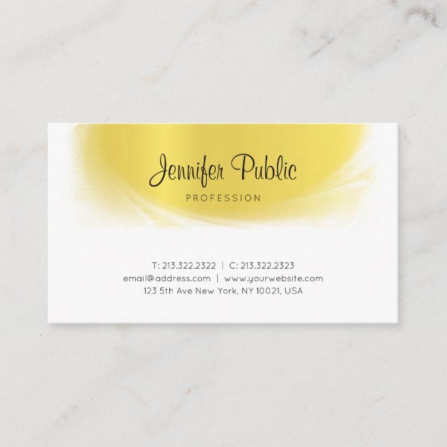 Moderne kalligraphierte trendy Gold Look Luxury El Visitenkarte (Vorderseite)