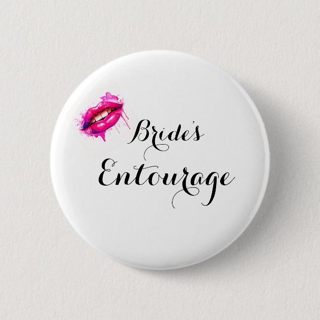 Moderne kalligraphische Brides Entourage Button (Vorderseite)
