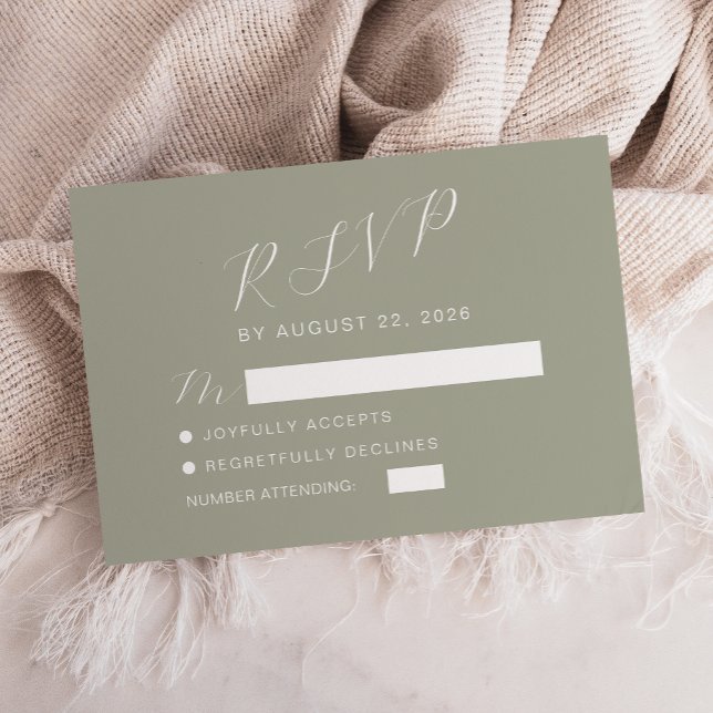 Moderne kalligraphische Darstellung Grüne Hochzeit RSVP Karte (Von Creator hochgeladen)
