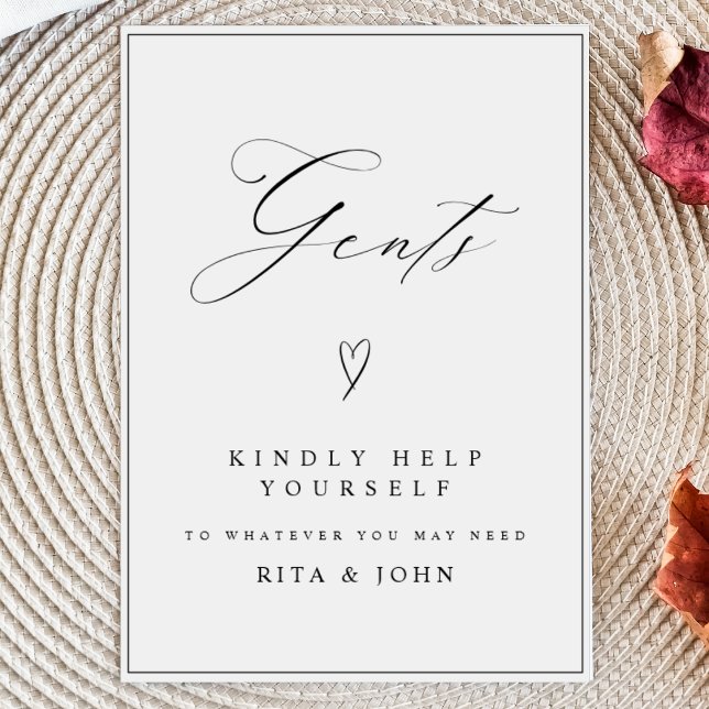 Moderne kalligraphische Gents Badezimmer Hochzeits Poster (Von Creator hochgeladen)