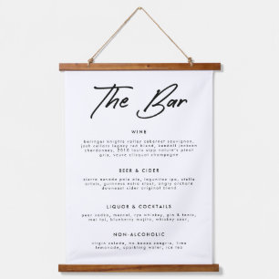 Moderne kalligraphische Getränke Hochzeitmenü-Bar Wandteppich Mit Holzrahmen