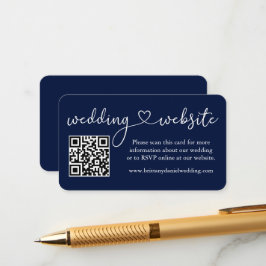 Moderne kalligraphische Herzhochzeit Website QR Bl Begleitkarte
