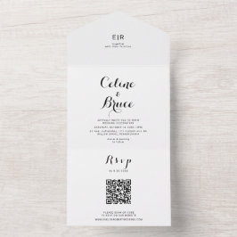Moderne kalligraphische Hochzeit All In One Einladung