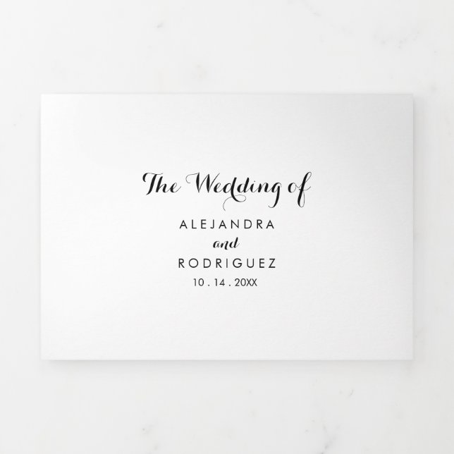 Moderne kalligraphische Hochzeit Dreifach Gefaltete Einladung (Cover)