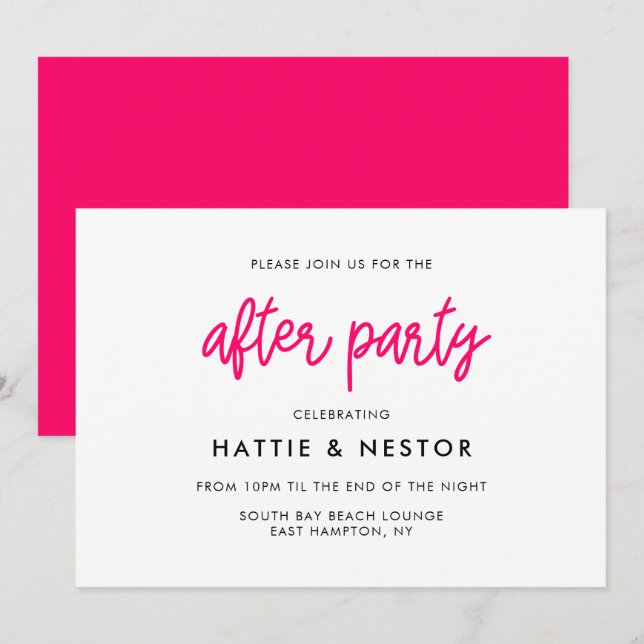 Moderne kalligraphische Hochzeit nach dem Party Einladung (Vorne/Hinten)