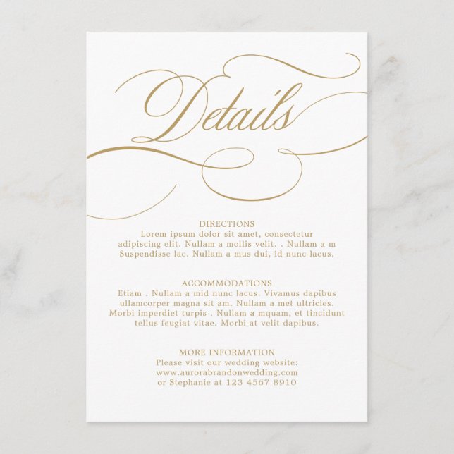 Moderne kalligraphische Hochzeit ohne Gold und Wei Begleitkarte (Vorderseite)