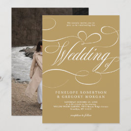 Moderne kalligraphische Hochzeit ohne Gold und Wei Einladung