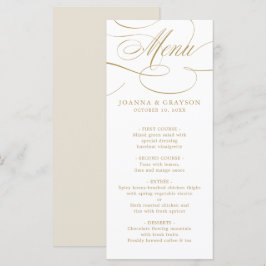 Moderne kalligraphische Hochzeit ohne Gold und Wei Menükarte