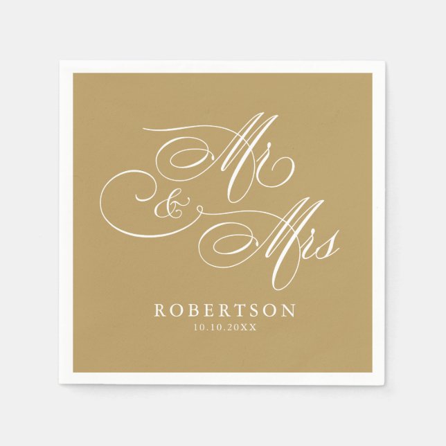 Moderne kalligraphische Hochzeit ohne Gold und Wei Serviette (Vorderseite)
