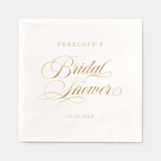 Moderne kalligraphische Hochzeit ohne Gold und Wei Servietten Mit Folie (Vorderseite)