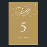 Moderne kalligraphische Hochzeit ohne Gold und Wei Tischnummer<br><div class="desc">Eine zeitlose und elegante Hochzeitsfeier mit raffinierter Kalligraphie-Schrift auf klassischem Hintergrund,  die sich perfekt für eine feierliche und anspruchsvolle Hochzeitsfeier eignet. Für die Anpassung oder weitere Produkte mit diesem Design,  bitte kontaktieren Sie mich.</div>