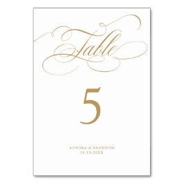 Moderne kalligraphische Hochzeit ohne Gold und Wei Tischnummer