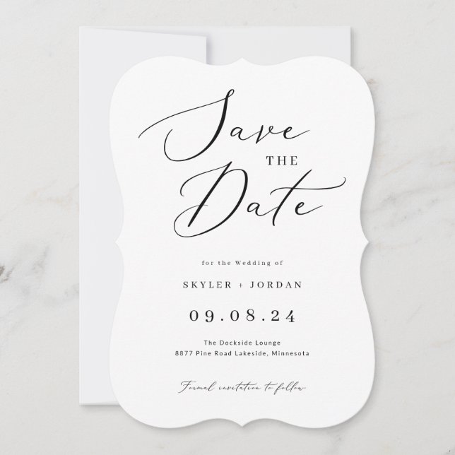 Moderne kalligraphische Hochzeit rettet die Termin (Vorderseite)