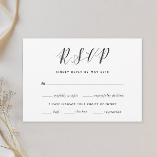 Moderne kalligraphische Hochzeit RSVP Meal Choice Karte