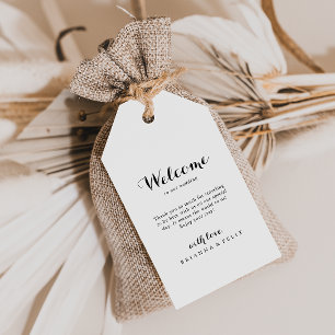 Moderne kalligraphische Hochzeit Willkommen Geschenkanhänger
