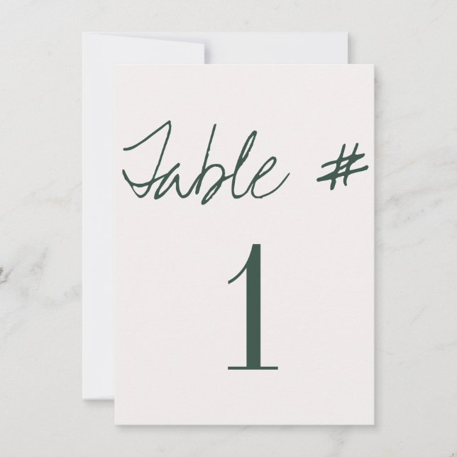 Moderne kalligraphische Hochzeiten-Tischnummern Einladung (Vorderseite)