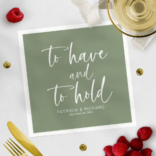 Moderne kalligraphische Hochzeiten zu haben und ab Serviette