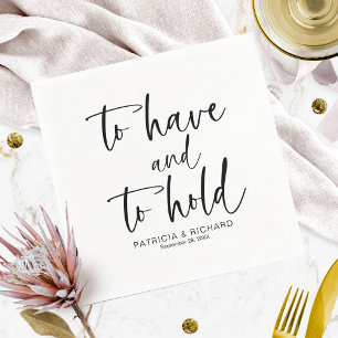 Moderne kalligraphische Hochzeiten zu haben und ab Serviette