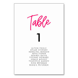 Moderne kalligraphische Hochzeitkarten Tischnummer