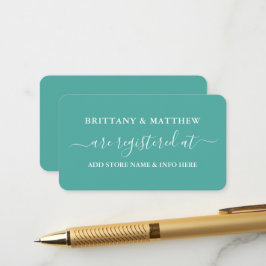 Moderne kalligraphische Hochzeitskanzlei Aquamarin Begleitkarte