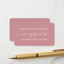 Moderne kalligraphische Hochzeitskanzlei Dusty Ros Begleitkarte