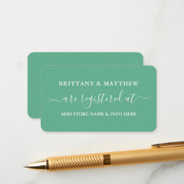 Moderne kalligraphische Hochzeitskanzlei grün Begleitkarte