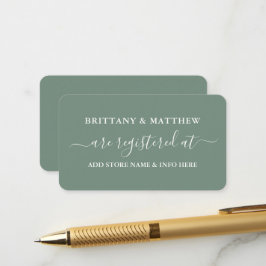 Moderne kalligraphische Hochzeitskanzlei Sage Gree Begleitkarte