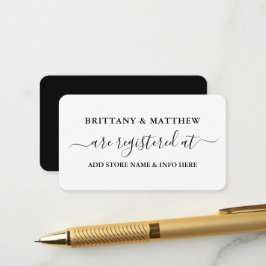 Moderne kalligraphische Hochzeitskanzlei Schwarz-w Begleitkarte