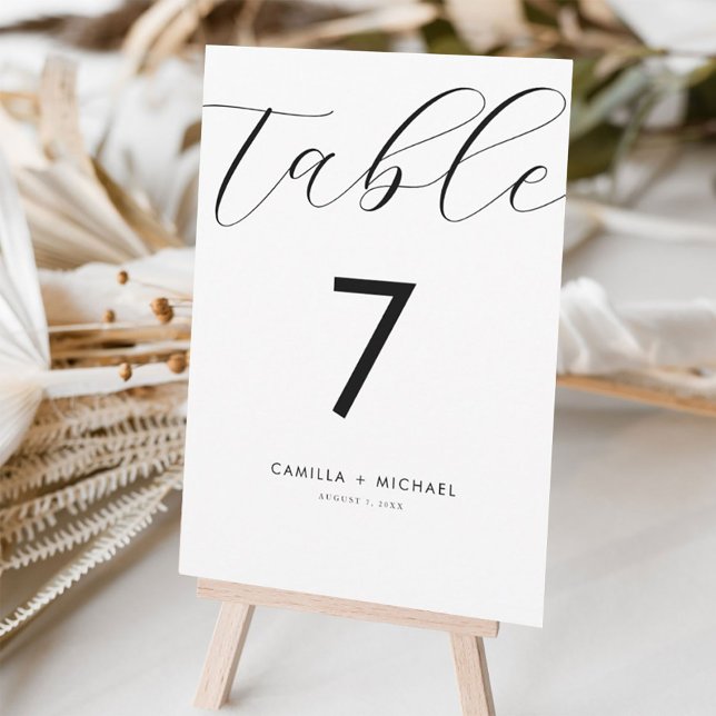 Moderne kalligraphische Hochzeitskarte für Tischnu Tischnummer (Von Creator hochgeladen)