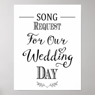 Moderne kalligraphische Hochzeitssonganforderung Poster