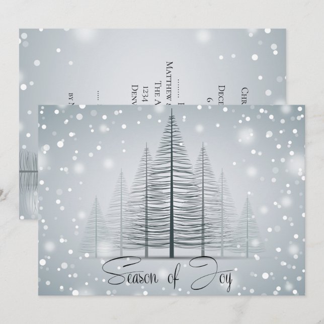 Moderne kalligraphische Jahreszeit der Joy Winter  Einladung (Vorne/Hinten)
