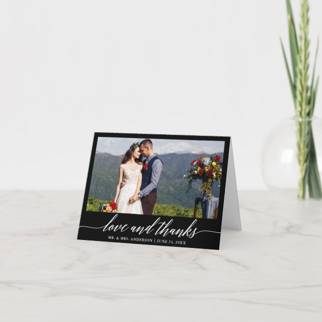 Moderne kalligraphische Liebe dank Wedding B Note Dankeskarte (Vorderseite)