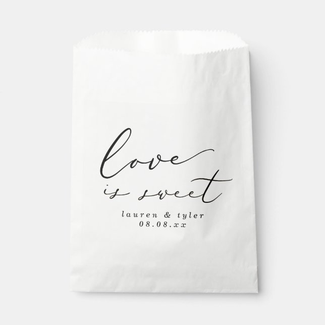 Moderne kalligraphische Liebe ist süße Hochzeit Geschenktütchen (Vorderseite)