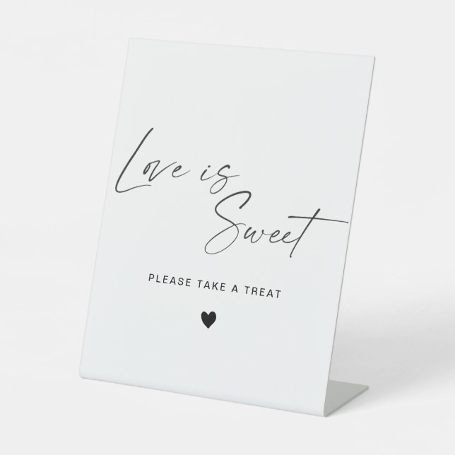 Moderne kalligraphische Liebe ist süße Hochzeit Sockelschild (Vorderseite)