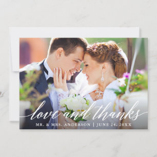 Moderne kalligraphische Liebe und Dank Hochzeit Dankeskarte