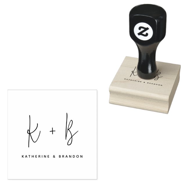 Moderne kalligraphische Monogramm Minimalistische  Gummistempel (Stempel)