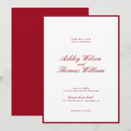 Moderne kalligraphische Rote Hochzeit Einladung