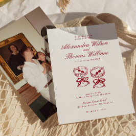 Moderne kalligraphische Rote Hochzeit Einladung