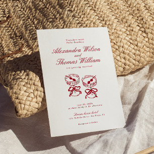 Moderne kalligraphische Rote Hochzeit Einladung