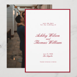 Moderne kalligraphische Rote Hochzeit retten das D Einladung