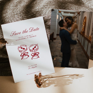 Moderne kalligraphische Rote Hochzeit retten das D Einladung