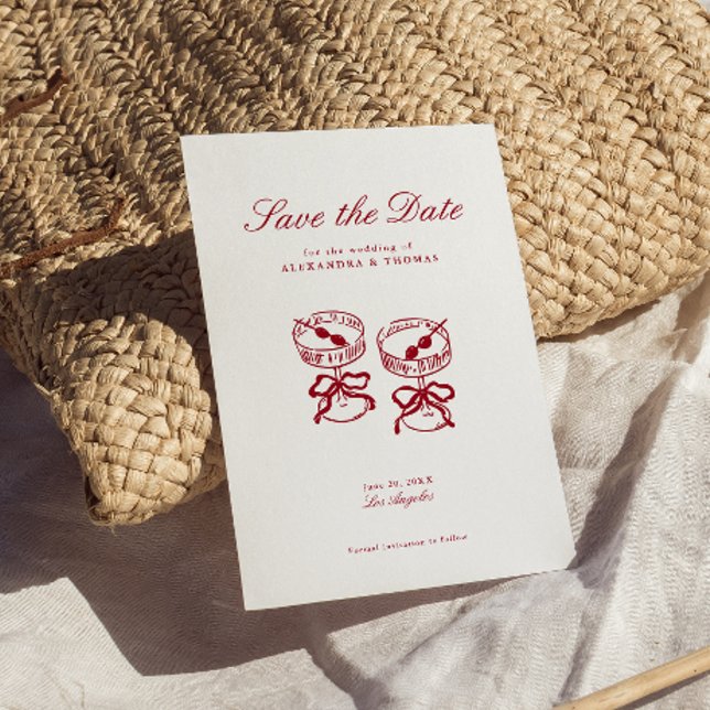 Moderne kalligraphische Rote Hochzeit retten das D Einladung (Von Creator hochgeladen)