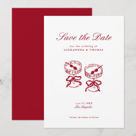 Moderne kalligraphische Rote Hochzeit retten das D Einladung