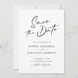 Moderne kalligraphische Schwarz-Weiß-Einfache Hoch Save The Date