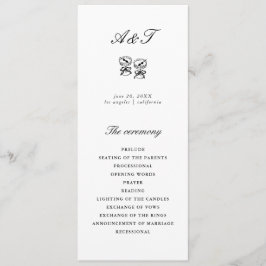 Moderne kalligraphische Schwarz-Weiß-Hochzeit Programm